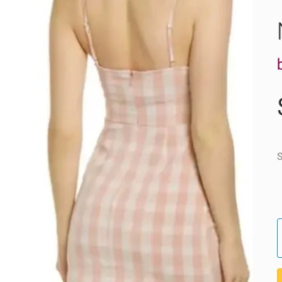 BP, White Pink Gingham Plaid Dress, Size: XS, color: Plaid Light Pink, NWT/ NEW - Picture 4 of 10